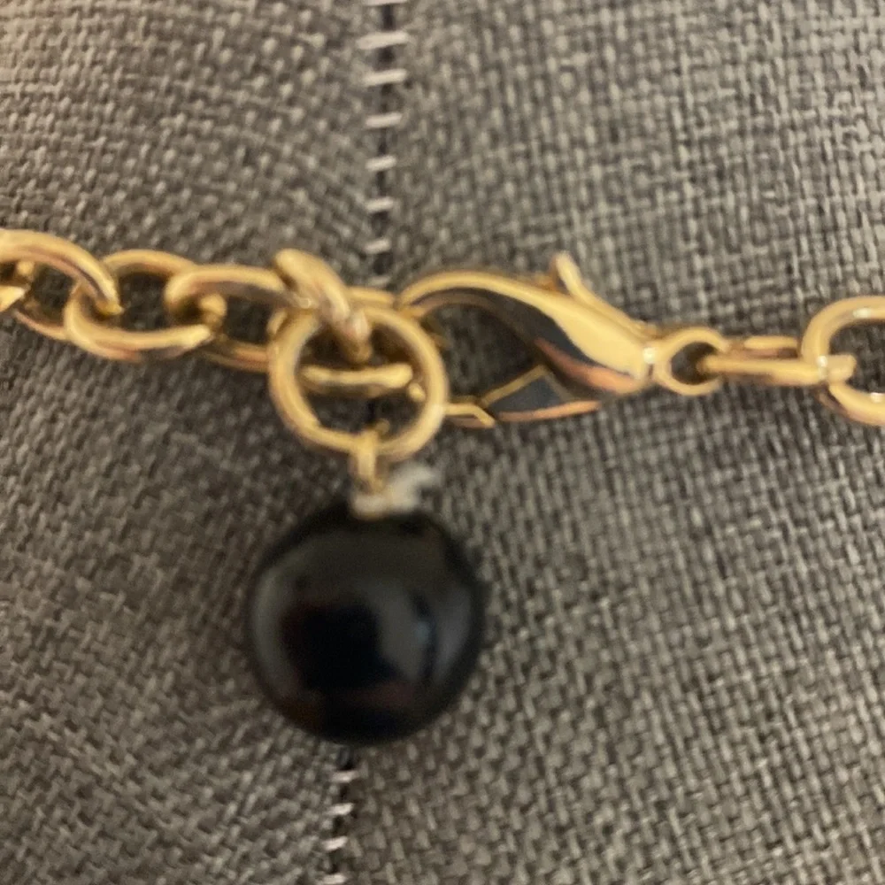 Black Enamel Gold Tone Necklace - Picture 3 of 3